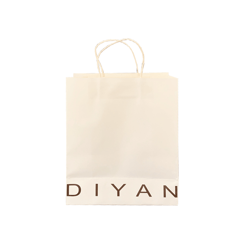 Sac en papier de Shopping artisanal avec poignées, imprimé personnalisé avec votre propre Logo, blanc et brun, cadeau artisanal